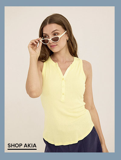 Akia Feather Rib Trim Detail Henley Tee
