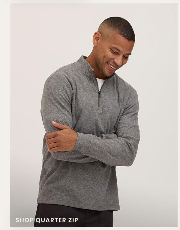 Kace Brushed Jacquard Quarter Zip Mock Neck