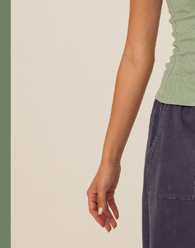 Bailey Feather Rib High Neck Tank