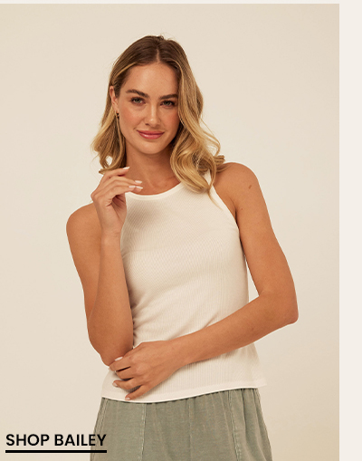 Bailey Feather Rib High Neck Tank