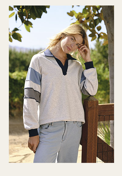 Paula Cotton Terry Colorblock Pullover