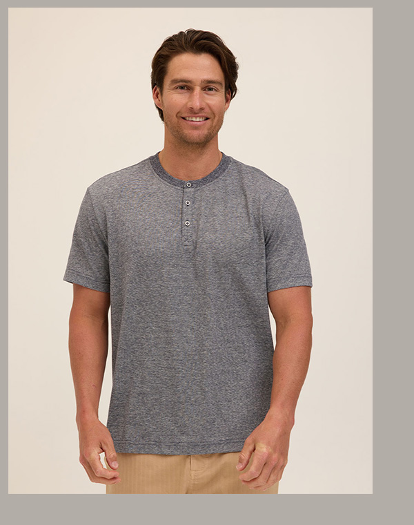 Carlos Light Fleck Jersey 3-Button Henley