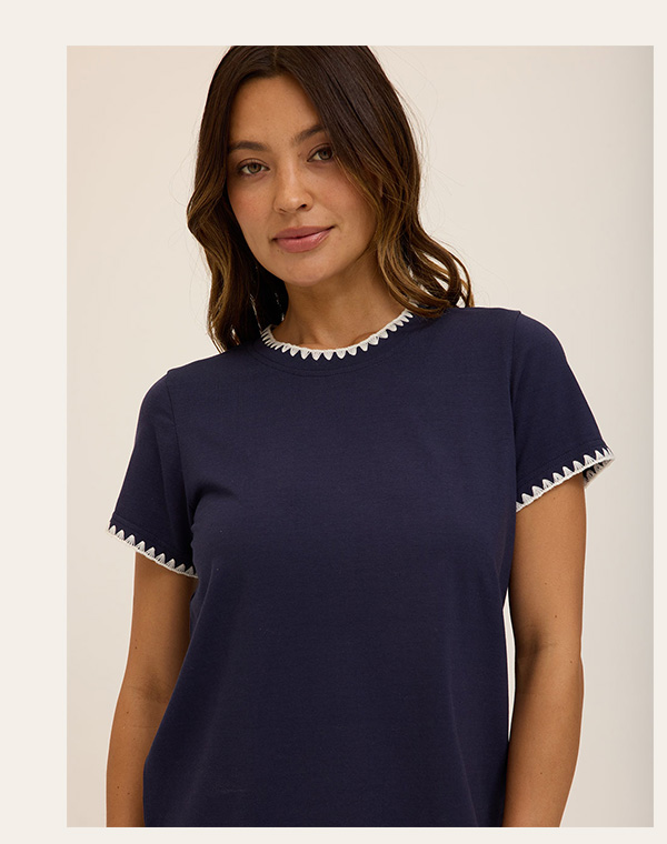 Ginny Novelty Stitch Eco Jersey Tee