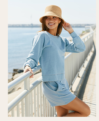 Mabel Denim Terry Raglan Pullover