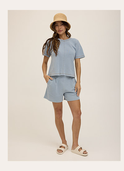 Jessamina Denim Terry Pleated Short