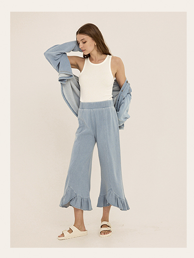 Blaire Denim Terry Button-Down