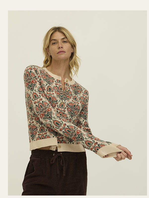 Effie Baroque Floral Cozy Cardigan