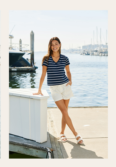 Maxine Stripe Eco Jersey V-Neck Tee