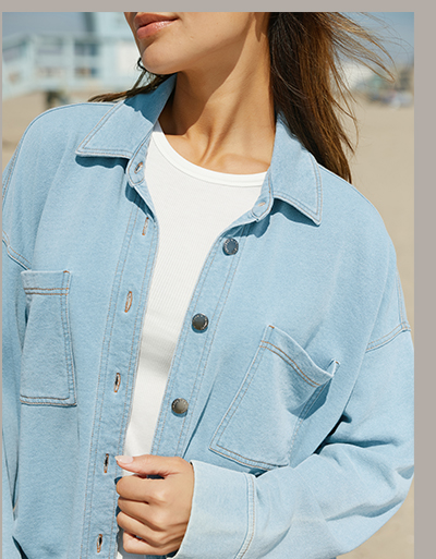 Blaire Denim Terry Button-Down