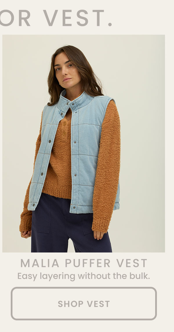 Malia Denim Terry Puffer Vest