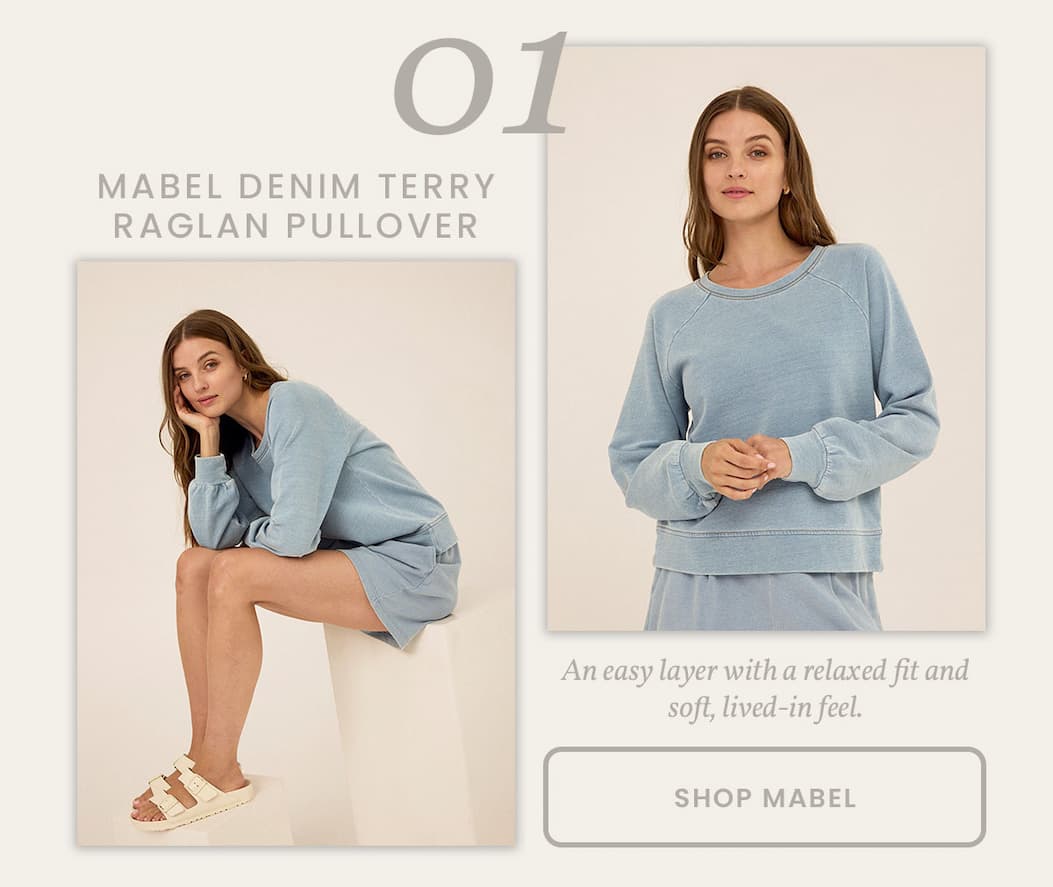 Mabel Denim Terry Raglan Pullover