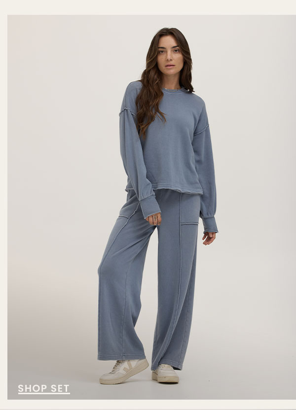 Sigourney Mineral Wash Fleece Wide Leg Pant