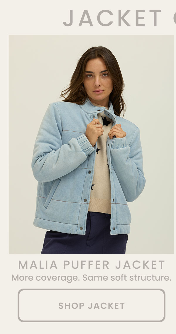 Malia Denim Terry Puffer Jacket
