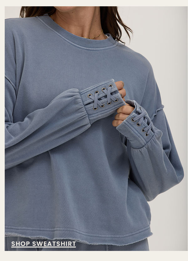 Roxanna Mineral Wash Fleece Tie Cuff Sweatshirt