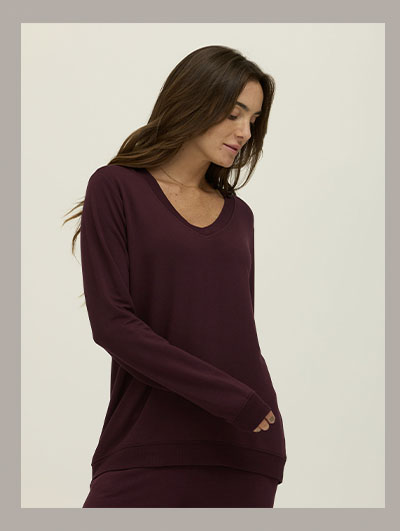 Edwina Feather Fleece V-Neck Pullover