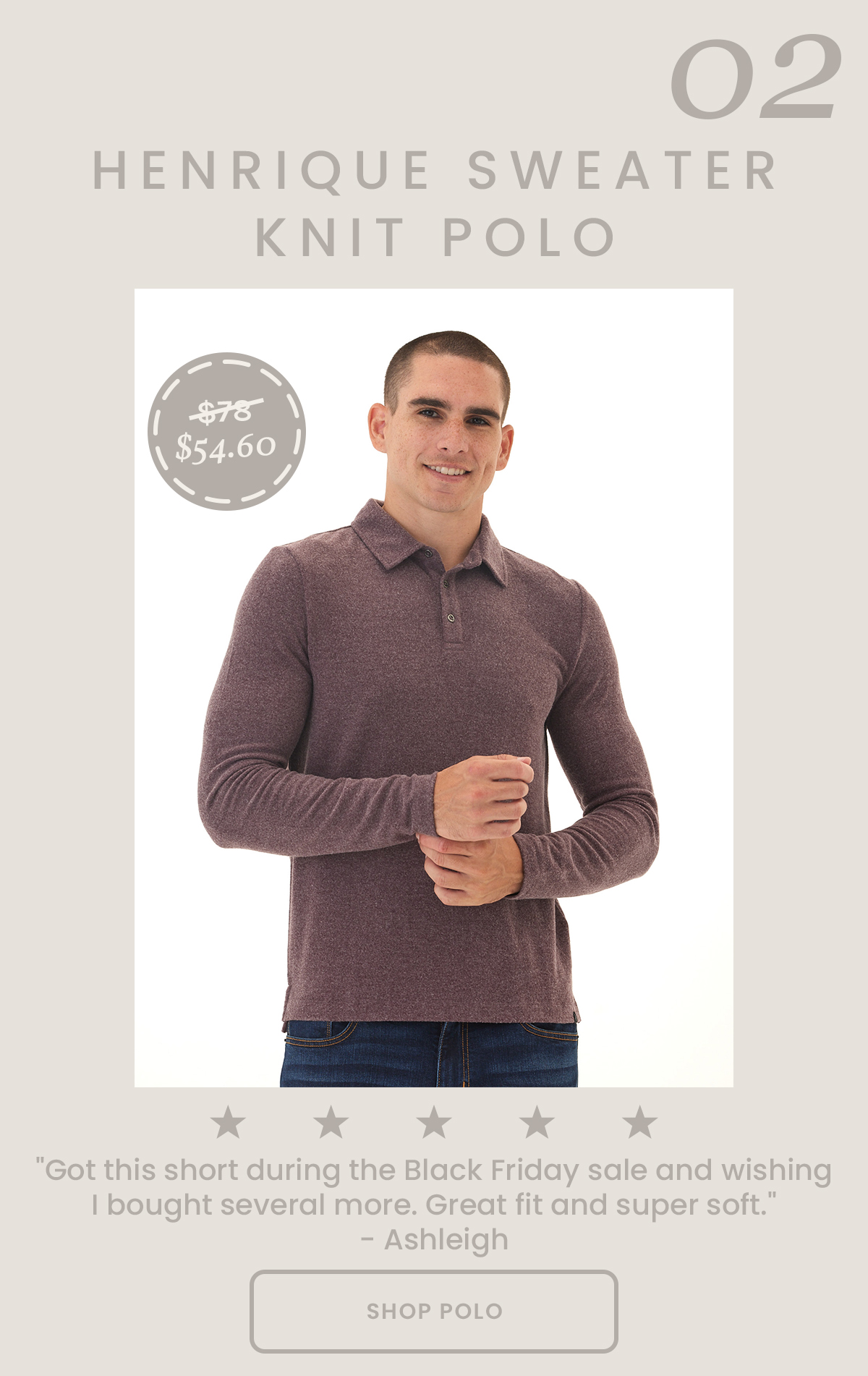 Henrique Sweater Knit Long Sleeve Polo