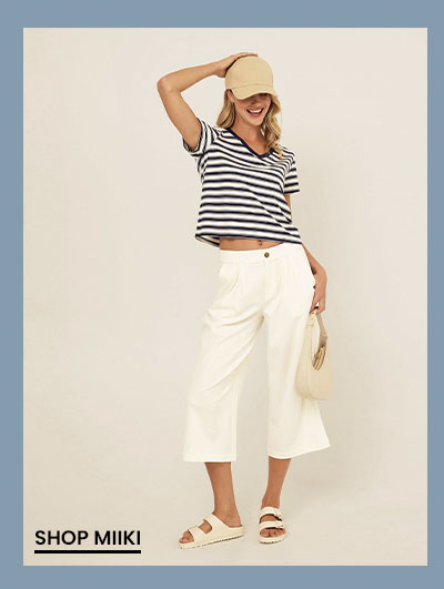 Mikki Stretch Twill Pleated Wide Leg Capri Pant