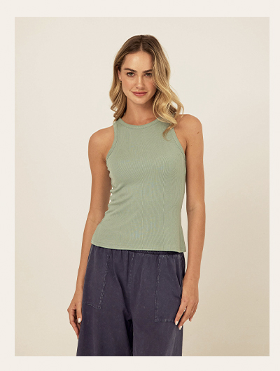 Bailey Feather Rib High Neck Tank