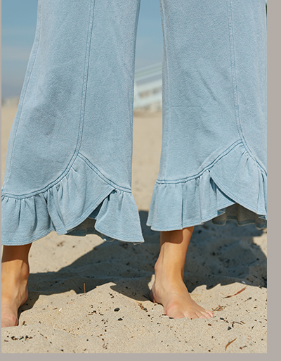 Akela Denim Terry Ruffle Capri Pant