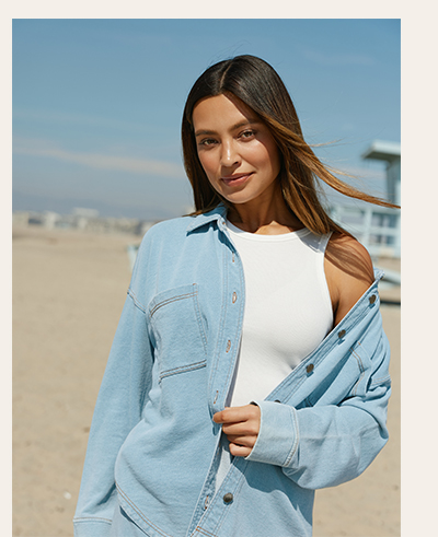 Blaire Denim Terry Button-Down