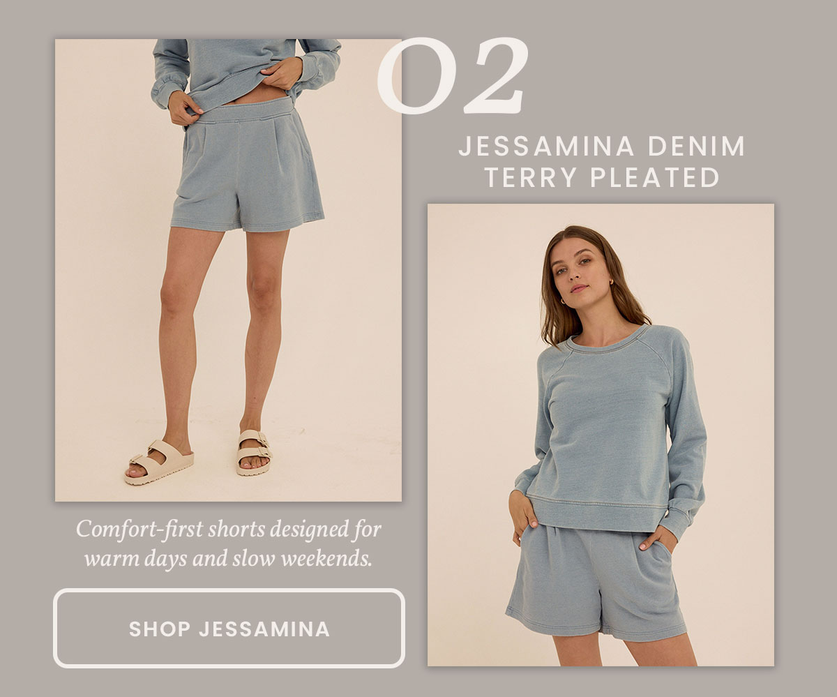 Jessamina Denim Terry Pleated Short