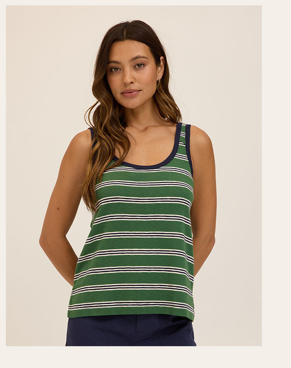 Madelena Tripoli Stripe Textured Slub Jersey Tank