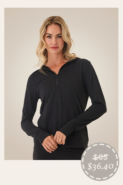 Gretchen Quarter Zip Luxe Jersey Hoodie