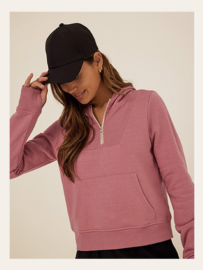 Tyra Triblend Fleece Quarter Zip Hoodie