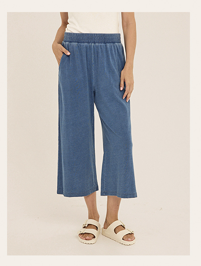Ivanna Indigo Jersey Wide Leg Capri Pant
