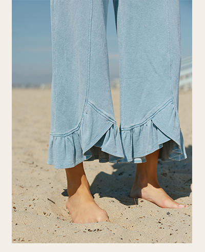 Akela Denim Terry Ruffle Capri Pant