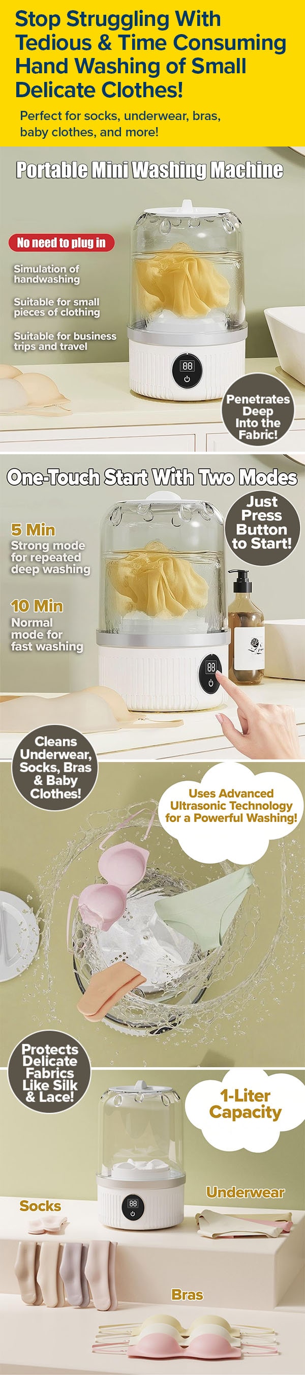 Stop Struggling With Tedious & Time Consuming Handwashing of Small Delicate Clothes!