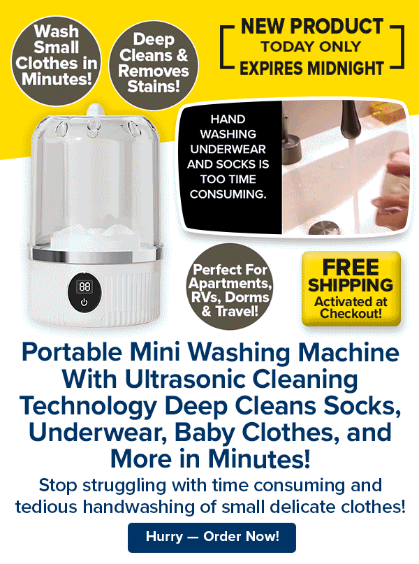 Portable Mini Washing Machine With Ultrasonic Cleaning Technology Deep Cleans Socks, Underwear, Baby Clothes, and More in Minutes!