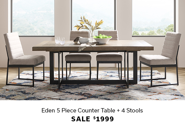 Eden 5 Piece Counter Table + 4 Stools | SALE $1999 | SHOP >