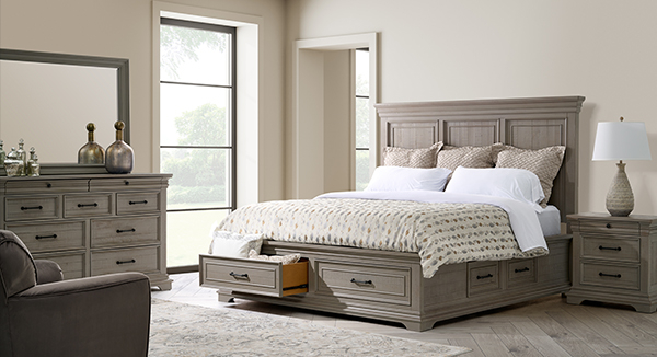 London Gray Queen Storage Bedroom Collection | Sale $2499 | SHOP >