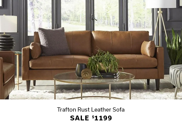 Trafton Rust Leather Sofa | Sale $1199 | SHOP >