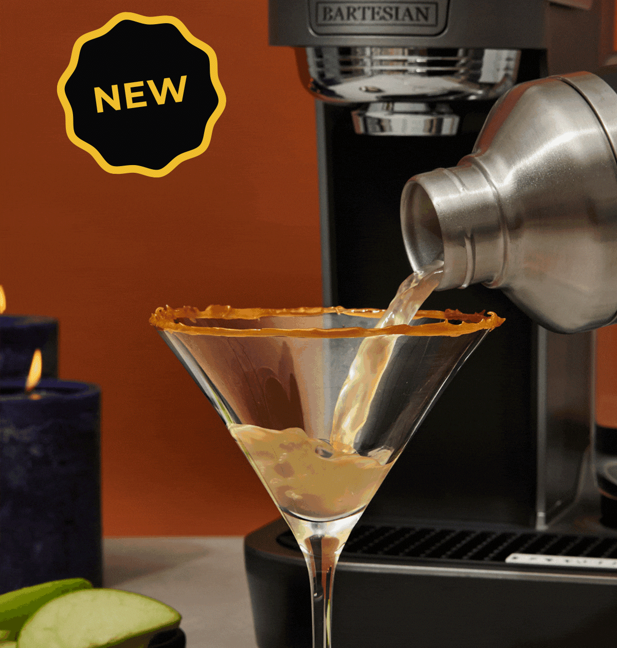 (The Boss Shaker Pouring a Caramel Appletini)