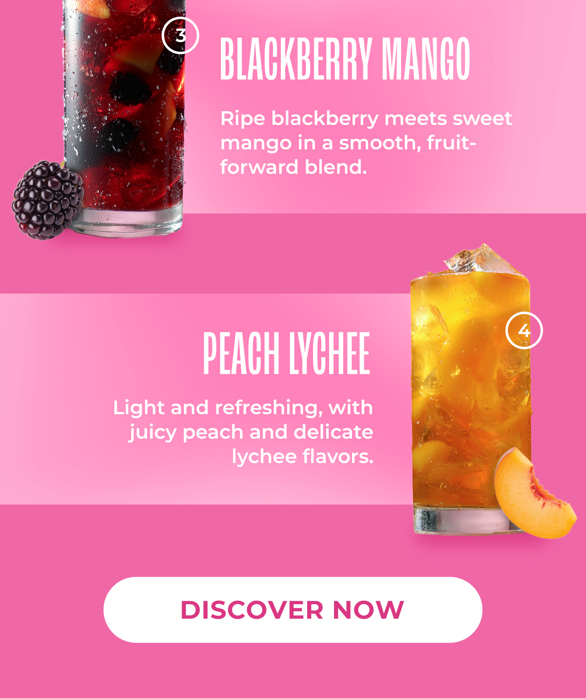 Blackberry Mango, Peach Lychee