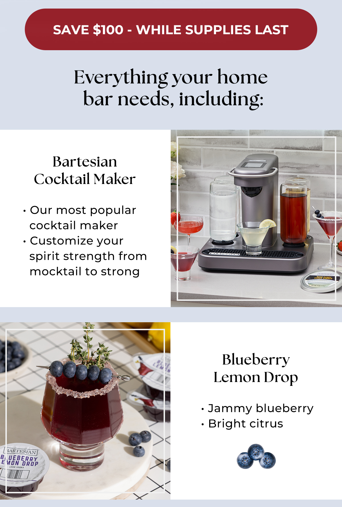 Bartesian Cocktail Maker + Blueberry Lemon Drop