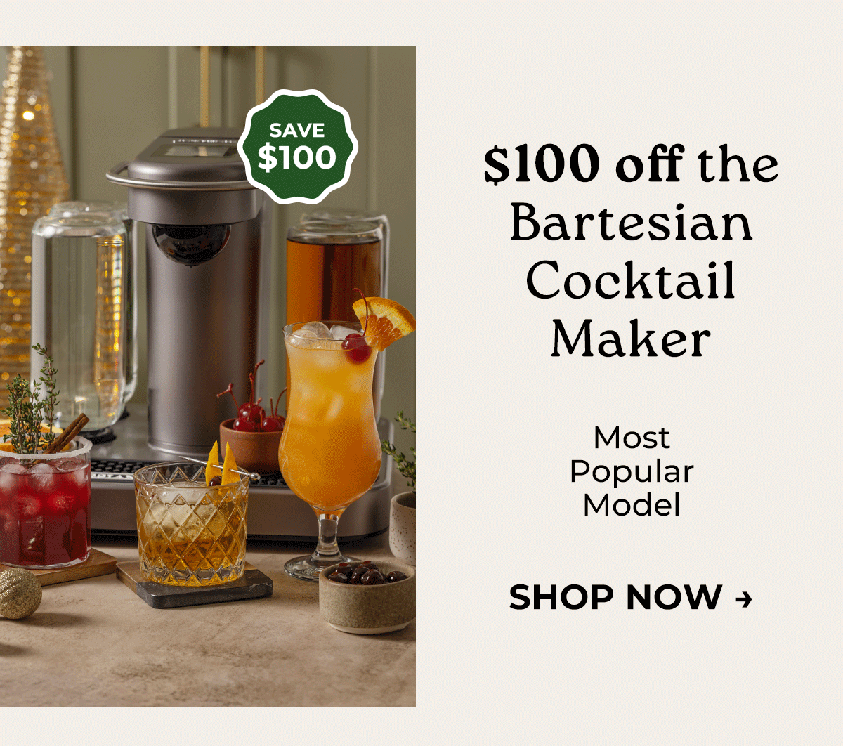 $100 Off the Bartesian Cocktail Maker
