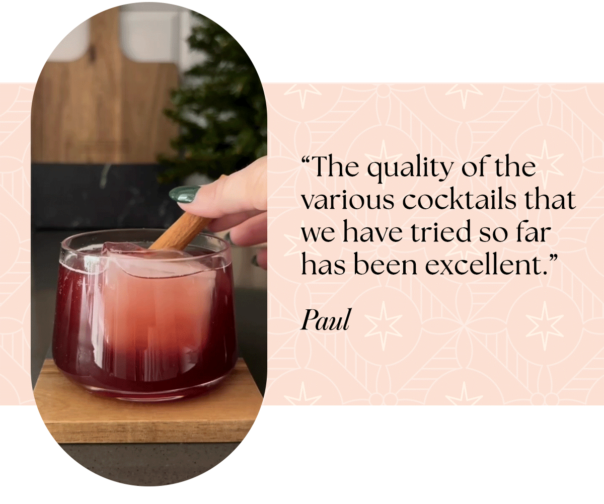 "The quality of the various cocktails... has been excellent." - Paul