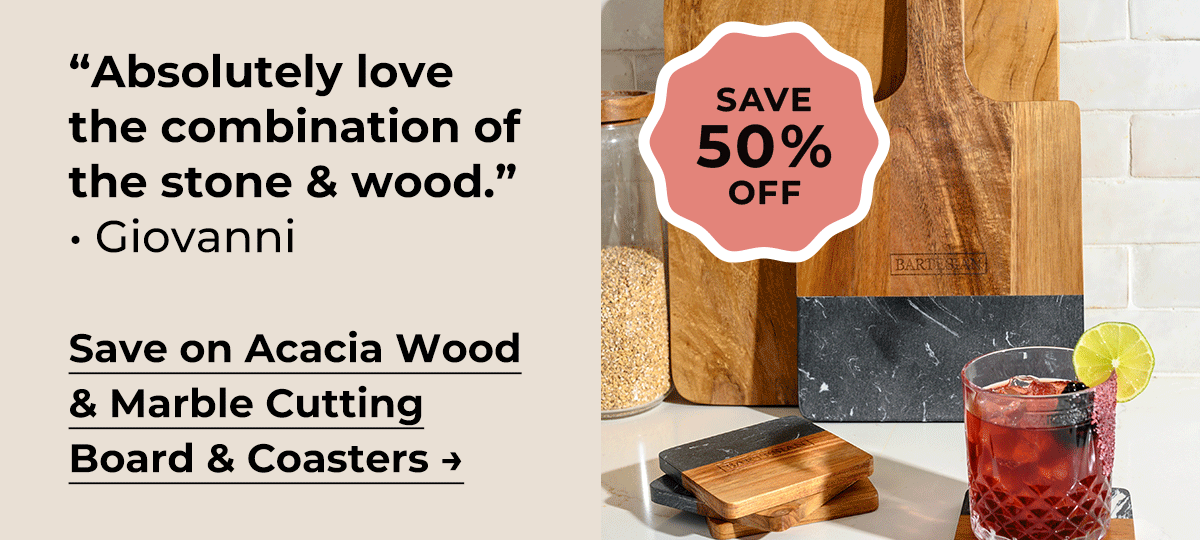 Acacia Wood & Marble Cutting Board & Coasters: 50% Off
