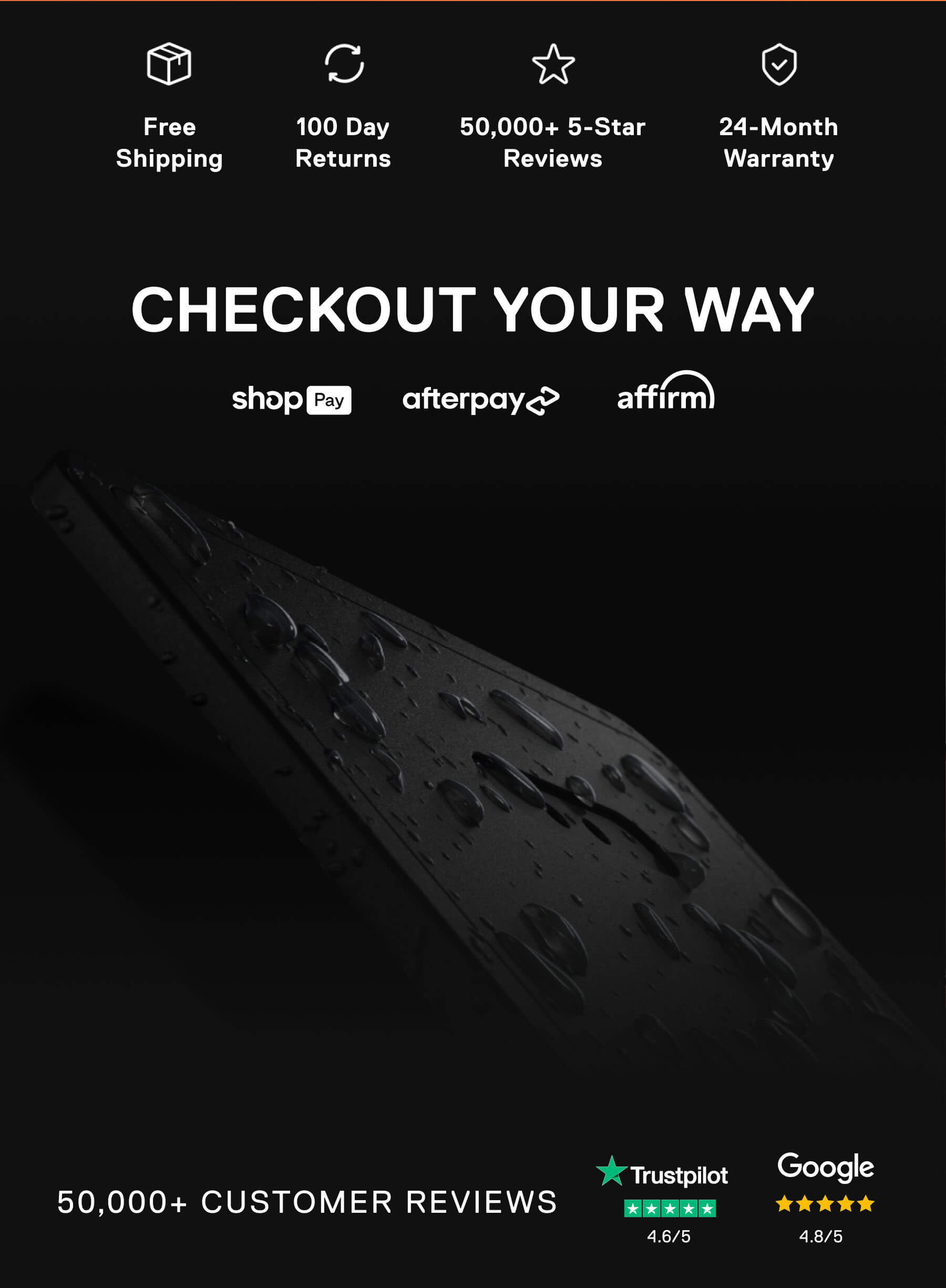 Free Shipping 100 Day Returns 50,000+ 5-Star Reviews 24-Month Warranty CHECKOUT YOUR WAY