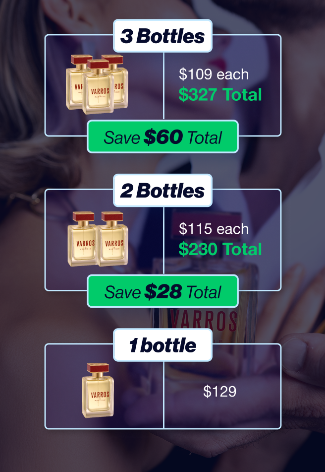  3 bottles – $109 each (Save $60 total) – $327 Total  2 bottles – $115 each (Save $28 total) – $230 Total  1 bottle – $129