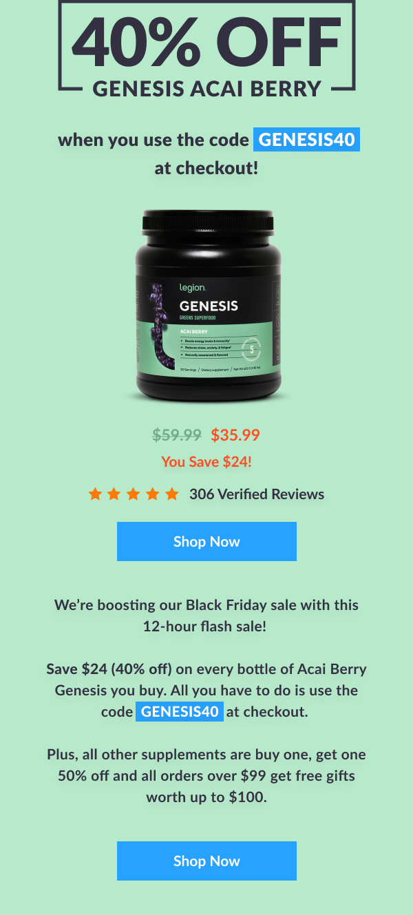 40% off Genesis Acai Berry