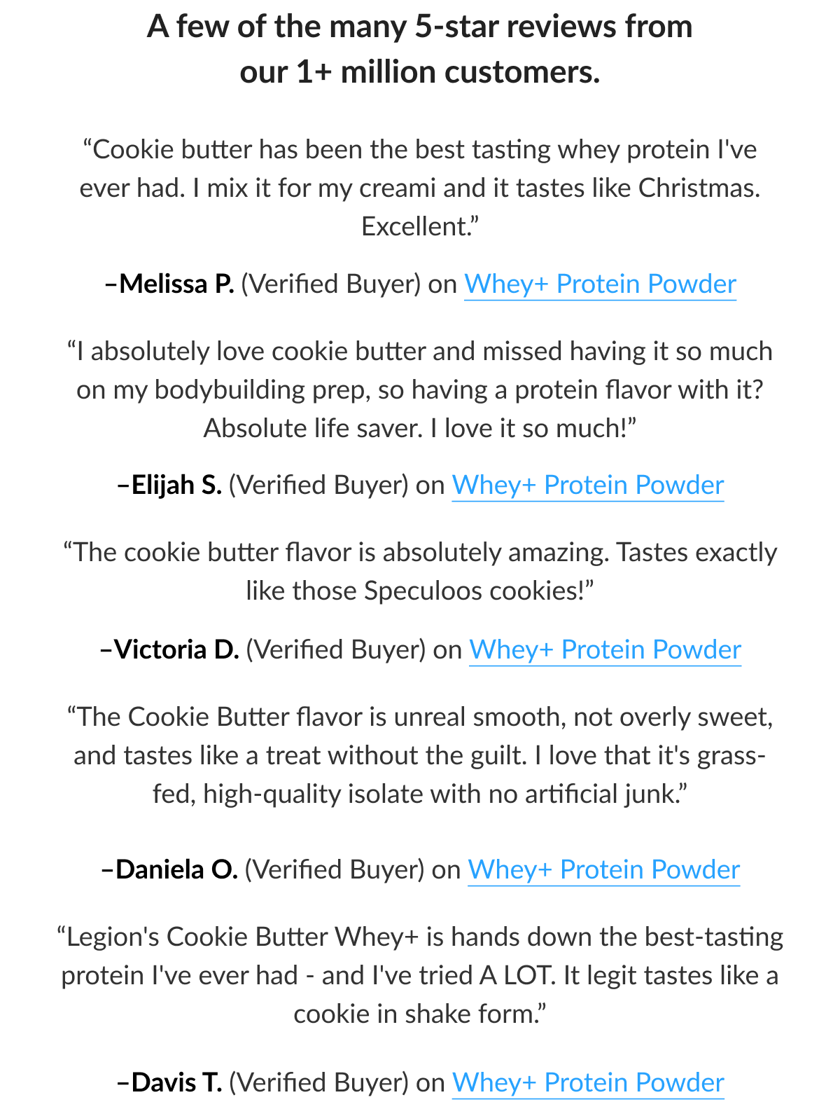 A few of the many 5-star reviews from our 1+million customers