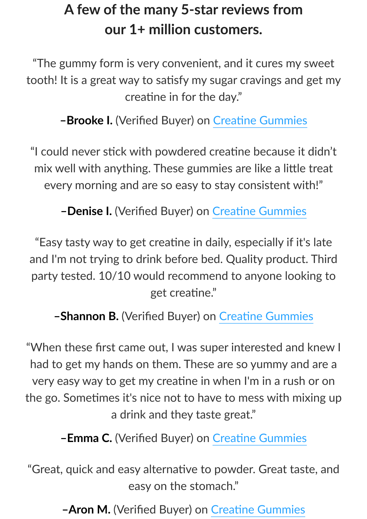 A few of the many 5-star reviews from our 1+ million customers