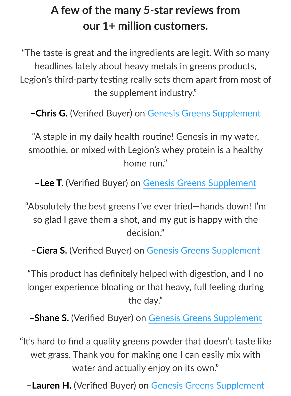 A few of the many 5-star reviews from our 1+million customers