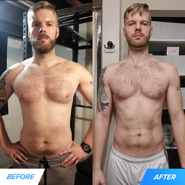 In 90 days, Justin lost 7 pounds, 2% body fat and cut an inch off his waist.