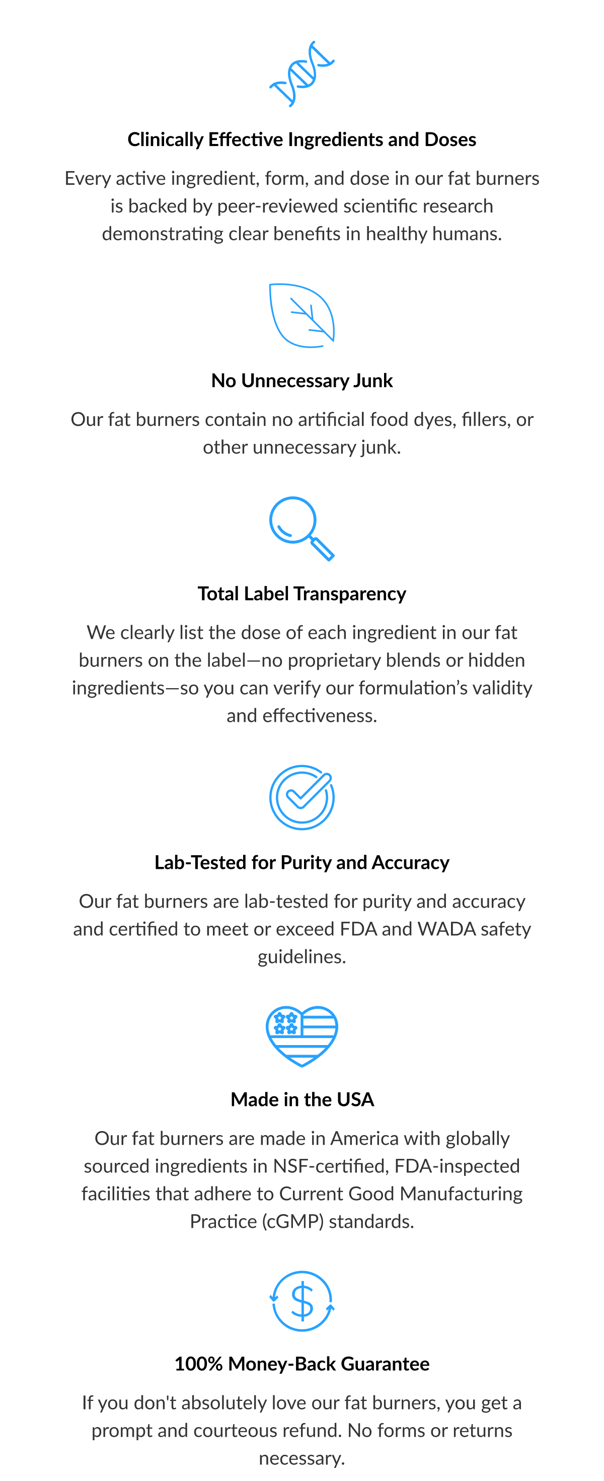 Clinically effective ingredients and doses