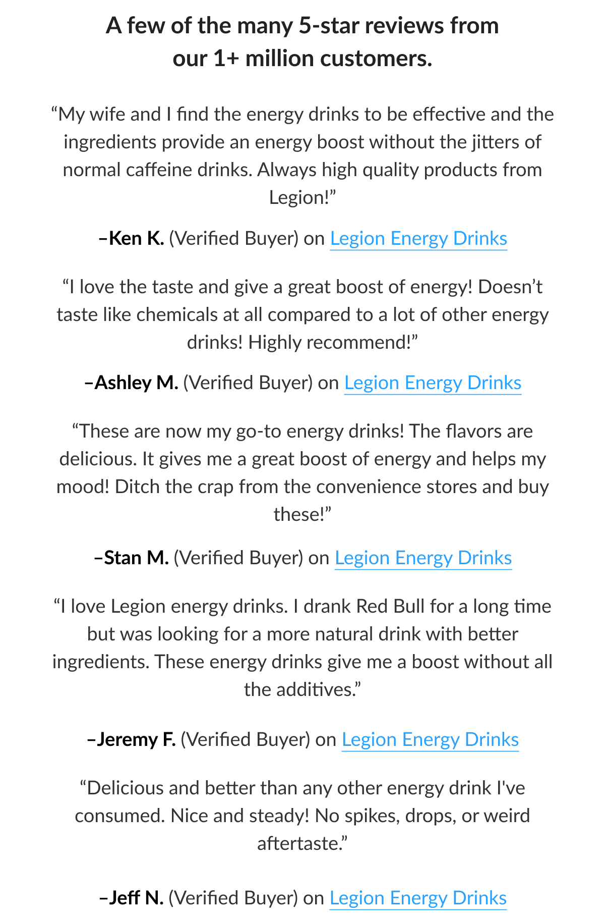 A few of the many 5-star reviews from our 1+ million customers